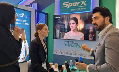 Showcasing Pakistan-made smartphones at GITEX Dubai.